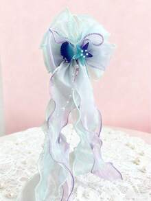 1pc Girl's Mermaid Bow Ribbon Hair Band, Suitable For Daily Wear, Summer - Multicolor - View 12