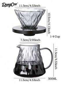 choxila 1pc V02 Pour Over Coffee Maker, 600ml Glass Carafe, Glass Drip Coffee Filter, With Wooden Base Stand, Suitable For Home Or Office Use - Coffee Tools - View 12