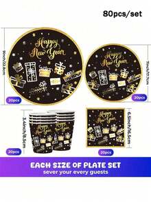 Bộ đĩa tiệc chủ đề năm mới, gồm 20/10 đĩa, đĩa 7 inch + 9 inch + cốc giấy chủ đề + khăn giấy, độc quyền cho các bữa tiệc! Thích hợp cho dã ngoại ngoài trời, tụ họp hàng ngày, trang trí nhà hàng, nhà bếp, tiệc sinh nhật, tiệc cưới, v.v. - Nhiều màu - Xem 9