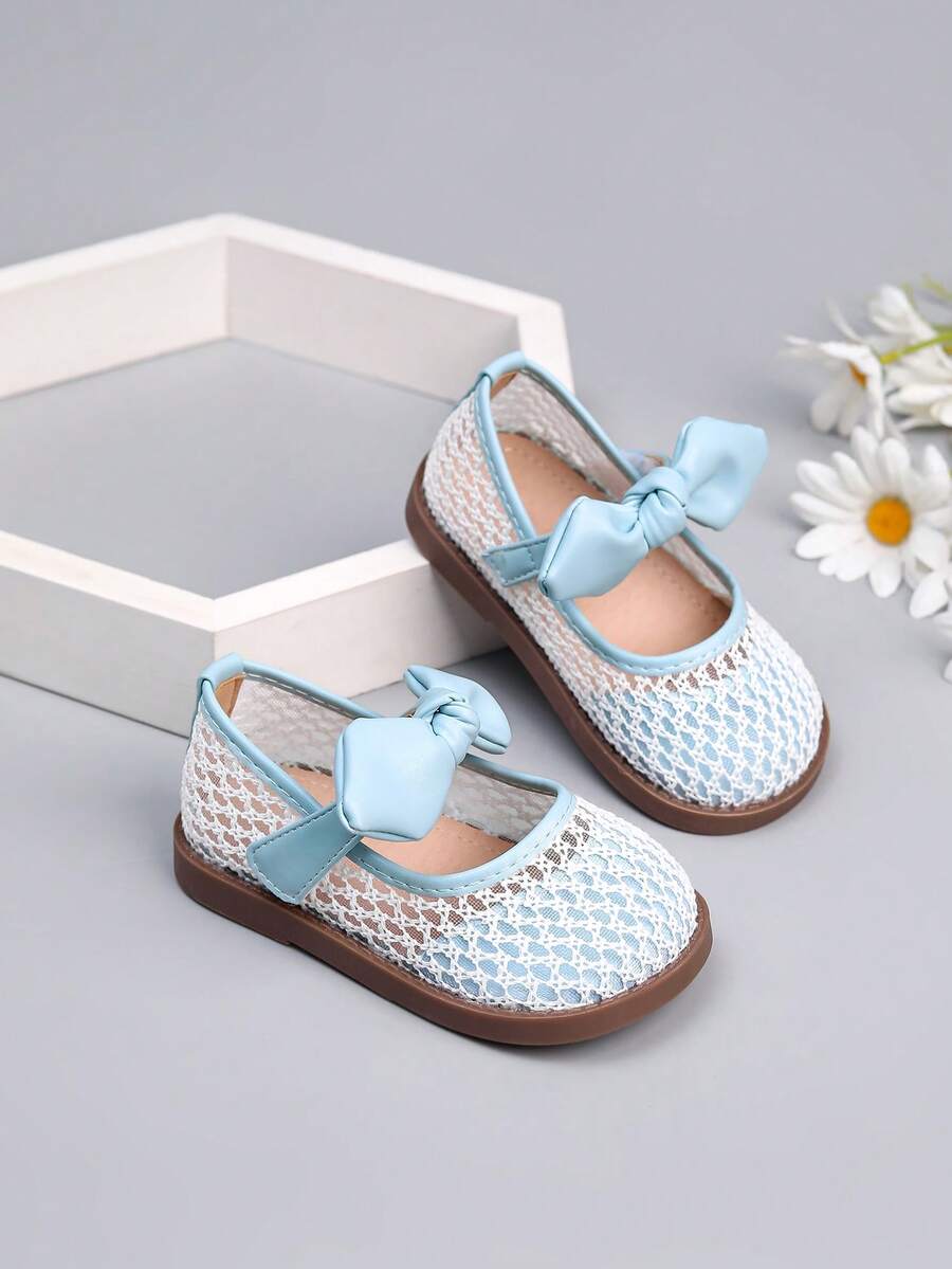 Zapatos de niña pequeña estilo vacaciones con lazo dulce para el verano - Azul - Ver 1