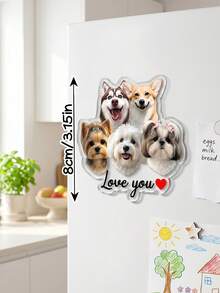 1pc Custom Multi-Pet Photo Magnet, Personalized Dog Fridge Magnet With Custom Names & Cute Quote, Perfect Pet Lover Gift, Kitchen Decor For Pet Owner - Multicolor - View 3