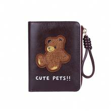 CarrKen 1 pieza Cartera corta versátil y exquisita para mujer con patrón de oso, estilo retro europeo & americano, multifuncional y de múltiples compartimentos, nueva, para adolescentes - Multicolor - Ver 18