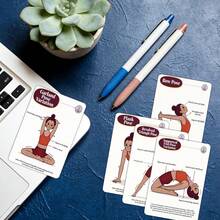 36 piezas Tarjetas portátiles de enseñanza de posturas de yoga de dibujos animados: Guía básica de posturas de yoga para principiantes - Multicolor - Ver 4