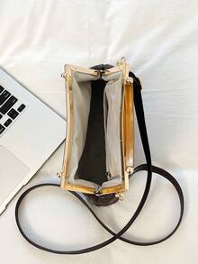 Women's PU Leather Crossbody Bag With Round Polka Dots, Vintage Style Handbag With Buckle Closure And Adjustable Shoulder Strap, Solid Color And Lightweight City Tote Bag - 酒紅色 - 查看 10