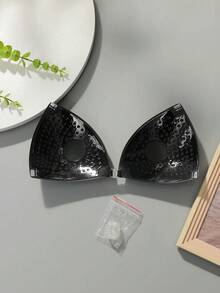 Áo ngực tàng hình nhún cho nữ, áo ngực dán tàng hình không dây, có dây đeo, phù hợp cho váy hở lưng - màu đen - Xem 5