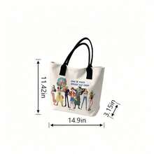 Miniso Túi tote vải canvas màu trắng đựng toàn bộ đội Mũ Rơm trong One Piece, thích hợp sử dụng hàng ngày. - trắng - Xem 4