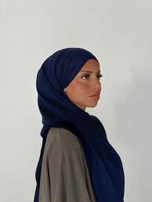 1pc Solid Color Viscose Knit Muslim Headscarf - High Quality Soft Elastic Muslim Headscarf Suitable For Daily Wear And Prayer - Royal Blue - View 1
