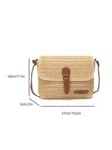 Handwoven Small Crossbody Bag, New Woven Shoulder Bag, Niche Beach Style, Versatile, Square Envelope Bag, Fashionable, Suitable For Vacation And Beach - Beige - View 11