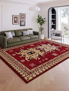 1pc Vintage Style Large Area Rug, New Faux Wool Washable Bottom Indoor Carpet, Living Room Rug, Sofa Rug, Bedroom Rug, Bedside Anti-Slip Mat, Room Floor Mat, Dining Kitchen Rug, Office Chair Pad, Entryway Doormat, Outdoor Picnic Blanket, Camping Mat - Multicolor-1 - View 11