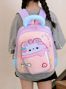 New Cute Cartoon Unisex School Backpack, Lightweight Load-Reducing Student Bag - Blue - View 12