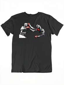 Camiseta de Boxeo Clásica para Hombres - Gráfico de la Pelea entre Irish Ward y Arturo Gatti, Camiseta de Algodón Negro con Cuello Redondo, Ropa Casual para Todas las Estaciones para Adultos. - Negro - Ver 1