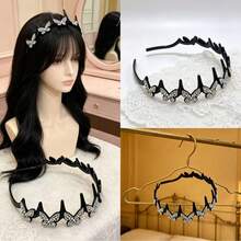 1pc Elegant Wave Headband With Synthetic Zirconia Decorated Butterfly, Non-Slip Plastic Hair Hoop For Women, Durable Fashion Hair Accessory Suitable For All Seasons, Suitable For Daily Face Washing And Formal Occasions - Multicolor - View 5