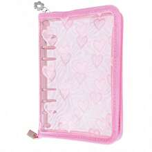 A5 Size Large Capacity Heart-Shaped Lace Zipper Binder, Lace & PVC Material Sticker Storage Bag, Portable Notebook Set, File Folder, Stamp Album, Sticker Book, Pencil Case, A5 Transparent Refill Pages, PP Transparent Refill Pages, Photo Album, Savings Bag, Document Storage Bag - Lace - View 13