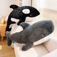 1 Peça Boneco de Pelúcia Realista de Orca, Tubarão, Golfinho e Leão Marinho de 25cm/9,84in, Macio e Confortável, Pode Ser Usado Como Travesseiro ou Almofada. Boneco de Pelúcia de Tubarão Fofo Adequado para Brincadeiras Diárias de Crianças, Ideal para Alívio do Estresse e Companhia na Hora de Dormir, Presente de Natal Perfeito para Crianças, Namorada, Mulheres, Família e Amantes de Tubarões. - Multicolorido - Visão 3