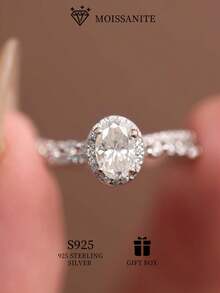 1ct 5*7mm Oval Cut Moissanite Engagement Ring, Suitable For Wedding, Engagement, Daily Wear, Party, Fashion Jewelry With Certificate - White Gold - 1CT 5*7mm Oval Moissanite - View 9