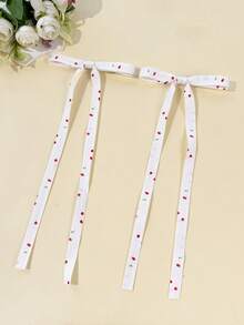 2pcs Minimalist Versatile Bowknot Long Ribbon Hair Clips,Hair Barrettes,Hair Claws - White Spots - View 6
