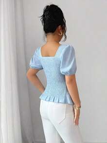 New High-End Women's Blouse, Versatile, With French Bow, Puff Sleeve, Made Of Elegant And Unique Jacquard Fabric - 賽萊斯特 - 查看 8
