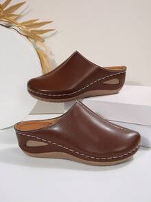 Hollow Out Wedge Sandals, Comfortable To Wear, Suitable For Long-Term Wear Such As Work And Shopping - Brown - View 6