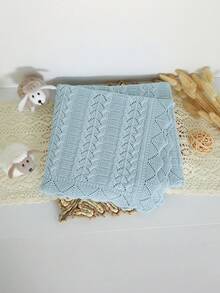 1 chiếc chăn em bé, chăn đan rỗng cho xe đẩy trẻ sơ sinh, chăn che máy lạnh cho trẻ sơ sinh, 100% cotton, 100*80cm, dùng được cả bốn mùa. - xanh nhạt - Xem 6