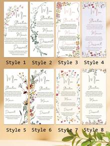 Tarjeta de menú de boda personalizada, menú de cena de boda personalizado, diseño floral minimalista elegante, decoración de mesa de boda, tarjeta de menú de evento personalizable, tarjeta personalizada, adecuada para boda, despedida de soltera, decoración de mesa de boda minimalista - Menús - Ver 3