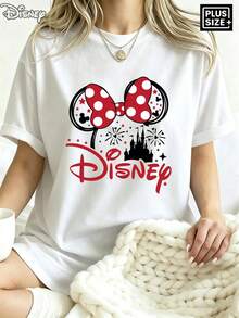 [Disney Official Authorization] Disney Authentic, Licensed, New Women's Casual Ribbed Crew Neck Short-Sleeved T-Shirt With Minnie Mouse Ears Print. Versatile And Retro Style, Suitable For Spring, Summer, And Autumn. Available In Sizes XS-XXL.Made From Soft, Comfortable, And Durable Pure Cotton, This Is An Ideal Choice For Spring And Summer. This Crew Neck T-Shirt Is Suitable For Various Occasions, Including Everyday Wear, Shopping, Parties, Travel, And Gatherings, And Also Makes A Thoughtful Gift..The Sizing Runs Small; If You Prefer A Loose Fit, Please Choose One Size Up. - trắng - Xem 1