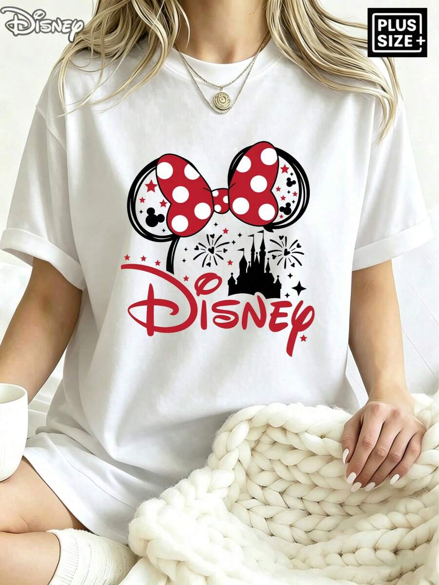 [Disney Official Authorization] Disney Authentic, Licensed, New Women's Casual Ribbed Crew Neck Short-Sleeved T-Shirt With Minnie Mouse Ears Print. Versatile And Retro Style, Suitable For Spring, Summer, And Autumn. Available In Sizes XS-XXL.Made From Soft, Comfortable, And Durable Pure Cotton, This Is An Ideal Choice For Spring And Summer. This Crew Neck T-Shirt Is Suitable For Various Occasions, Including Everyday Wear, Shopping, Parties, Travel, And Gatherings, And Also Makes A Thoughtful Gift..The Sizing Runs Small; If You Prefer A Loose Fit, Please Choose One Size Up. - trắng - Xem 1