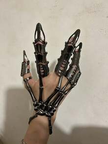 1件/2件/5件/6件 原宿風惡魔科技手套 機器人仿生機械外星手 可調節裝甲關節手指 新奇手指關節爪 戶外派對道具，黑色蜘蛛爪、白色骨爪，服裝道具、舞會道具、Cosplay道具、表演道具。本店使用的材質具有更好的光澤度與耐用性。可活動手指與爪子，適用於戶外派對道具。 - 彩色 - 查看 8