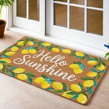 1pc "Hello Sunshine" Lemon Print Entrance Mat, Summer Flannel Rectangular Rug, Suitable For Entryway, Kitchen, Living Room, Bathroom, Bedroom And Patio - 1PC - View 5