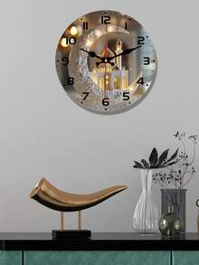 1pc Silent Round Wall Clock - Durable Wooden, Battery Operated (AA Battery Not Included), Perfect For Home, Kitchen, Living Room, Office Decor, Office Clock | Wall Clock Decor - Multicolor - View 8