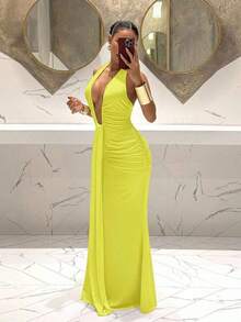Women Midi Dresses - Yellow - View 3