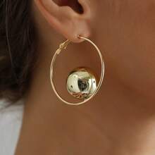 1 Pair Women's Versatile Exaggerated Geometric Ball Drop Earrings - Gold - View 3