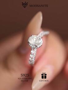 1ct 5*7mm Oval Cut Moissanite Engagement Ring, Suitable For Wedding, Engagement, Daily Wear, Party, Fashion Jewelry With Certificate - White Gold - 1CT 5*7mm Oval Moissanite - View 3