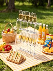 Trending Acrylic Transparent Multi-Tier Wine Glass Rack Display Stand, Suitable For Storage Rack, Wedding/Party, Universal Champagne Flute Tower Rack | Party Atmosphere Enhancer, Easily Create A Romantic Champagne Bar, One Champagne Glass, Start A Romantic Party Moment - Multicolor - View 3