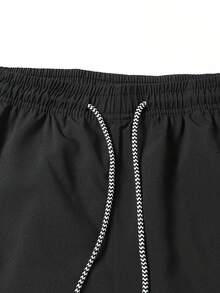 男士戶外快乾透氣運動短褲，附拉鍊口袋與抽繩腰帶，適合休閒、戶外、健身、度假、釣魚 - 黑色 - 查看 7