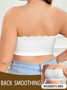 Plus Size Women's Lace Patchwork Side Button Camisole Bra, Wireless Comfortable Sports Bra With Breathable Back Design - White - View 5