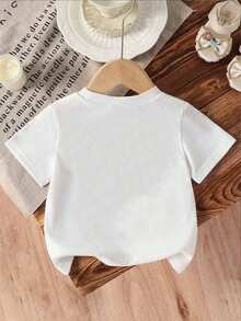 Girls' Adorable Disney T-Shirt Featuring A Charming "Lilo & Stitch" Floral And Heart Print - A Cute, Artistic-Style Short-Sleeve Top With A Stitch Graphic; Sweet, Casual, Soft, Breathable, And Comfortable. - trắng - Xem 4