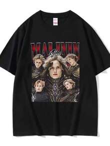 playeras de mujer Ilia Malinin Vintage Graphic T Shirt Men's Gothic Fashion Cotton Short Sleeve Top Unisex Fans Gift Tops T-shirt Streetwear - Negro - Ver 1