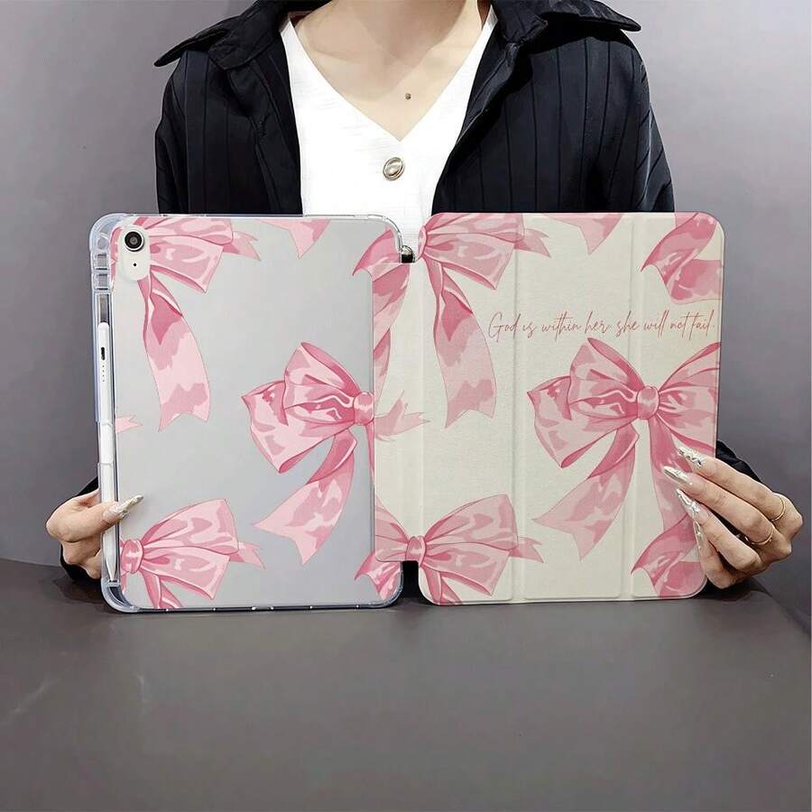 1个Coquette粉色蝴蝶结印花平板电脑保护套,柔软TPU翻盖设计,带笔槽,兼容iPad第十代10.9英寸(2022款)/ iPad Air 13(M3 2025款)/ iPad Air 11(M3 2025款),兼容三星、小米、OPPO、华为MatePad、vivo、荣耀平板电脑。 - 彩色 - 查看 1