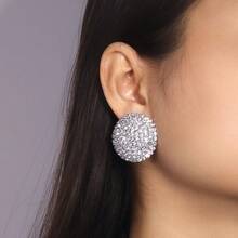 2 chiếc bông tai đinh nam đồng đính đá Cubic Zirconia tròn phong cách tối giản, thời trang đa năng, trang sức cặp đôi phổ biến làm quà tặng - Hoa tai - Xem 1