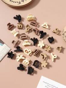 10/20/30pcs/Set Women Hair Clips, Multi-Color Options, Coffee Color, 2.5cm, Suitable For Buns, Bangs, Ponytails (Color And Style Random) Summer Hair Accessories Beach Claw Clips - Multicolor - View 4