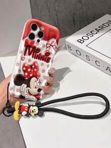 This Disney Mickey Mouse Lanyard Phone Case Is Fully Covered In TPU Material. It's Shockproof, Lightweight, And Compatible With IPhone17/16/11/13/15/15 Plus/15 Pro/15 Pro Max/12/14 Pro Max/11 Pro Max/12 Pro/12 Pro Max/13. This Phone Case Makes A Popular Birthday Gift Or Business Gift; It's Durable, Stain- And Fingerprint Resistant, And Suitable For Both Men And Women. The Set Also Includes A Mickey Mouse Phone Case And A Mickey Mouse Plush Bracelet. It's A Perfect Gift For Friends And Family. This Stylish Phone Case Is Fun, Lightweight, And Durable. IPhone17 Pro Max Phone Case, Minnie Mouse Phone Case. - trắng - Xem 5