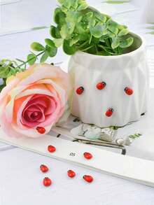 5/30/50/100/200pcs Realistic Red Wooden Ladybugs - Adhesive Decor, Plant Decoration, Flower Pot Fun Ladybug Decor, Suitable For DIY Crafts, Card Making, Mini Landscapes, Parties, Home Garden Decor, Flat Wooden Ladybug Decor, Perfect For Room Decoration - Multicolor - View 8