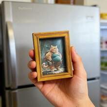 1 Piece Of Adventure Cat-Themed Wooden Refrigerator Magnet, Mini Size, Fun Cat Design, Vintage Adventure Style, Exquisite Miniature, Adds Unique Charm To The Kitchen Refrigerator Door, A Gift For Friends. Three Is Full Of Magnets. - 3.15英寸*2.36英寸 - 查看 9