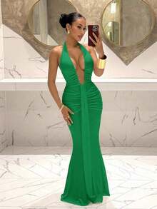 Women Midi Dresses - Green - View 1