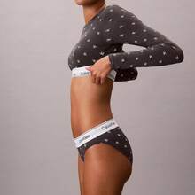 Calvin Klein Icon Cotton Modal Lightly Lined Long Sleeve Tee Bralette Underwear  Women  Bras + Bralettes QF8600 - Logo kim cương màu than chì - Xem 5