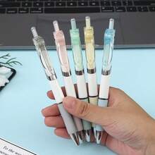 5pcs/Set Soft Color Erasable Gel Pens, 0.5mm Smooth Black Ink Pen Set, Minimalist Student Stationery, Suitable For Learning, Note-Taking, Journaling, Office Supplies And Daily Writing - A - View 2