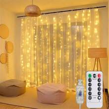 Bedroom Fairy Tale Window Curtain Lights, Christmas String Lights With 8 Modes USB Plug, Wall Hanging Fairy Lights With Remote Control, For Indoor Wedding Party Background Christmas Decor - USB Curtain Light - View 12