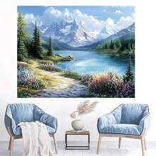 1PC Landscape, Floral, And Seascape Tapestry-Polyester Boho Tapestry Wall Hanging For Living Room, Retro Or Modern Room Decor, Party Backdrop, Photography Studio Wall, Wall Art, Multiple Sizes Available, Hand Wash Or Machine Wash - Multicolor - View 5