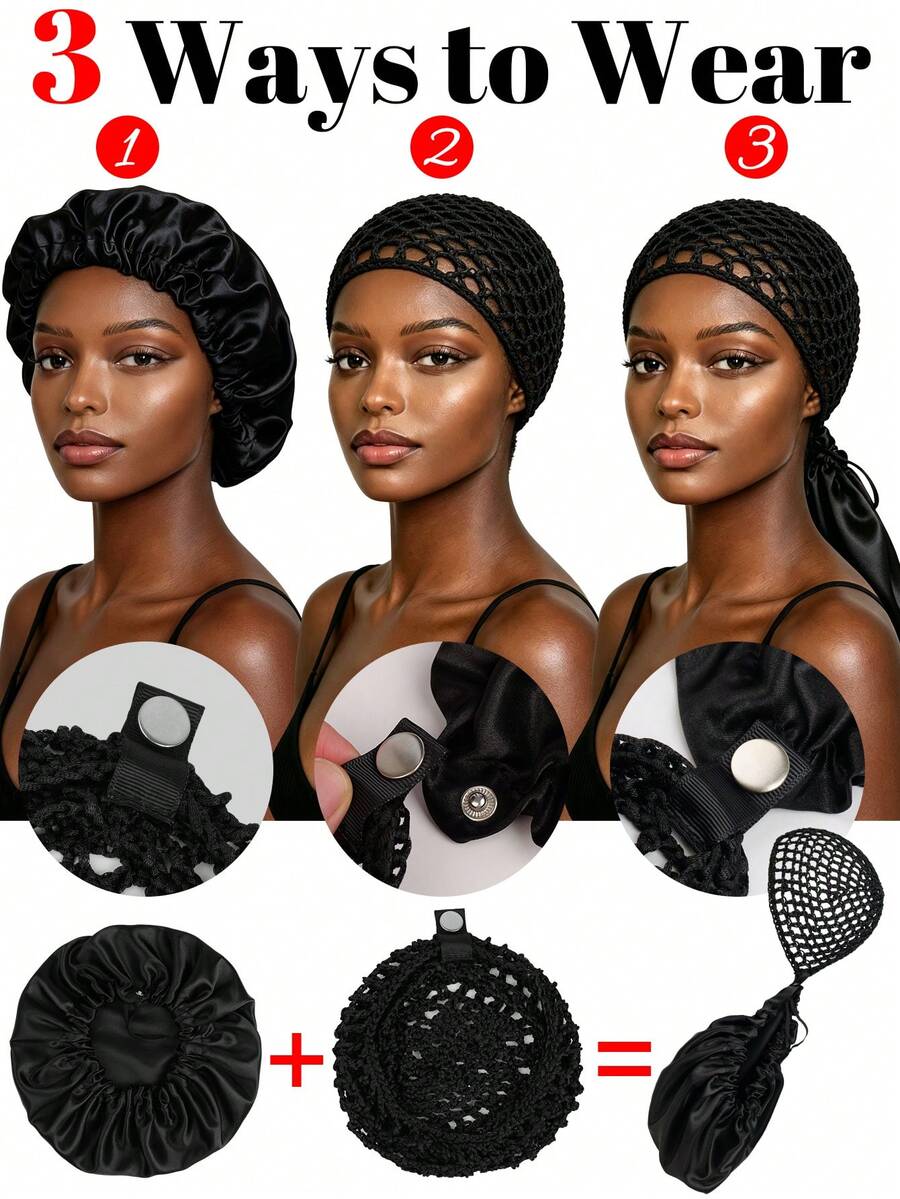 Bonnets de nuit en polyester bohème ajourés de couleur unie pour femmes