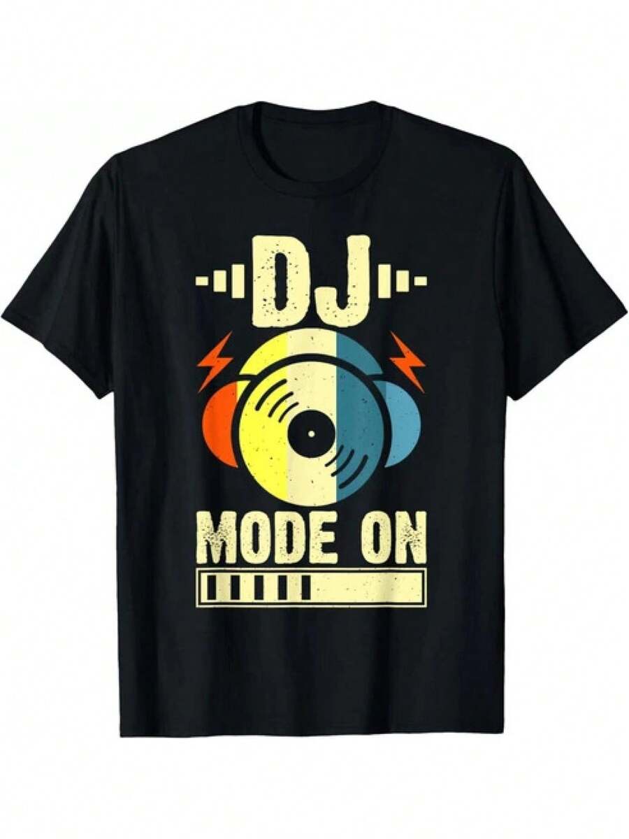 Humorous DJ Mode Activated Humorous DJ Affection Retro T-Shirt Present Unisex - Negro - Ver 1